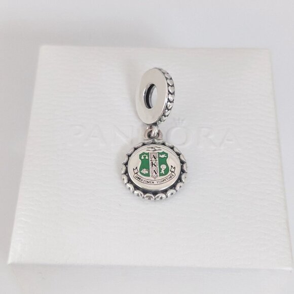 Pandora AKA Dangle Charm Alpha Kappa Alpha Sorority Charm S925 Silver with box - Picture 2 of 10